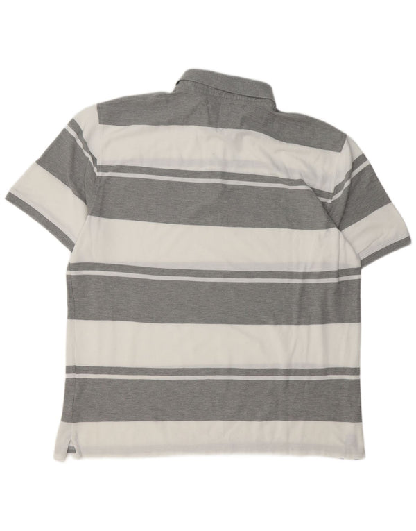 TOMMY HILFIGER Mens Rugby Polo Shirt 3XL Grey Striped Cotton