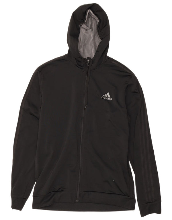 Adidas Mens Primegreen Zip Hoodie Sweater UK 44/46 Large Black Polyester