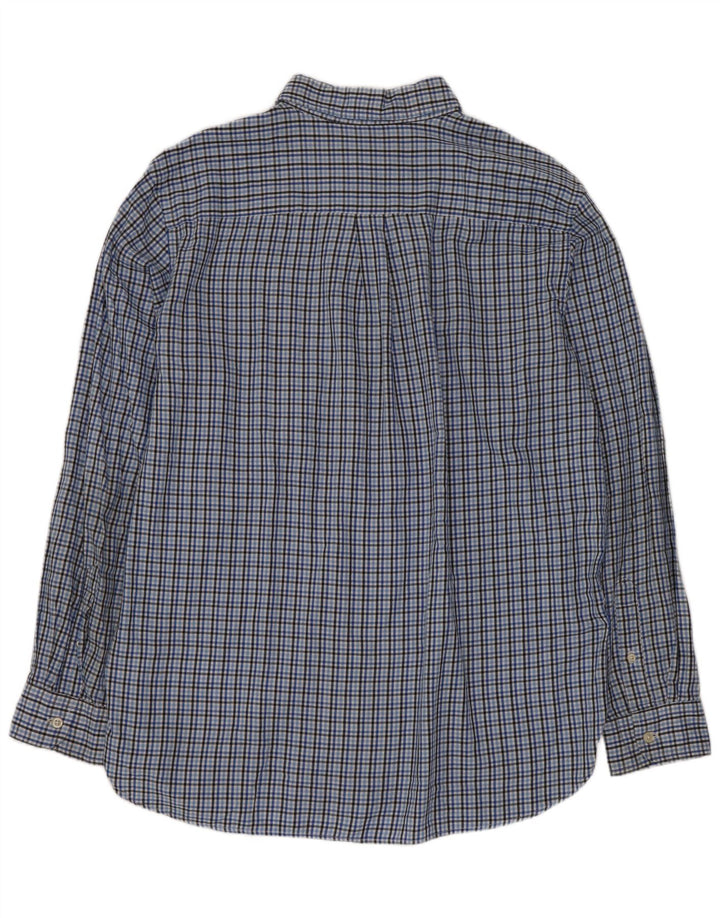 Chaps Mens Shirt Large Blue Check Cotton