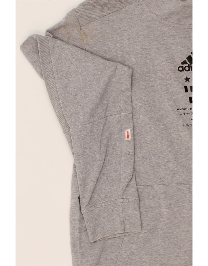 ADIDAS Womens Hoodie Jumper UK 14 Medium Grey Cotton Vintage Adidas and Second-Hand Adidas from Messina Hembry 