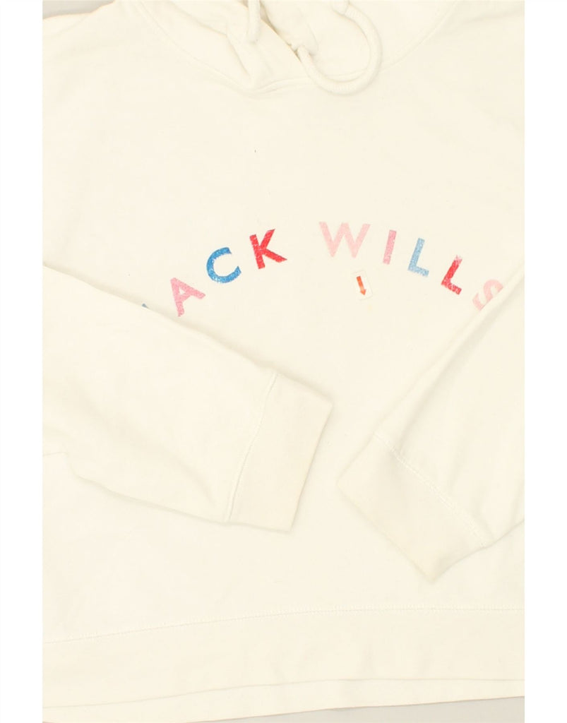 JACK WILLS Womens Crop Graphic Sweatshirt Jumper UK 16 Large  White Cotton | Vintage Jack Wills | Thrift | Second-Hand Jack Wills | Used Clothing | Messina Hembry 