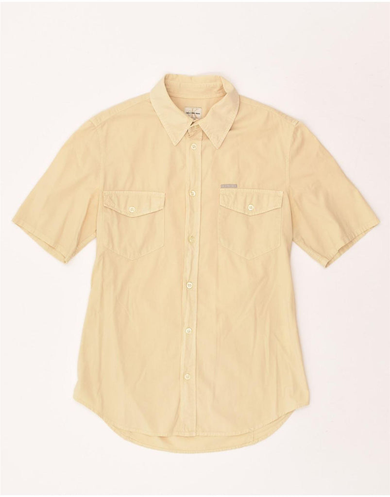 CALVIN KLEIN JEANS Mens Short Sleeve Shirt Small Yellow | Vintage Calvin Klein Jeans | Thrift | Second-Hand Calvin Klein Jeans | Used Clothing | Messina Hembry 