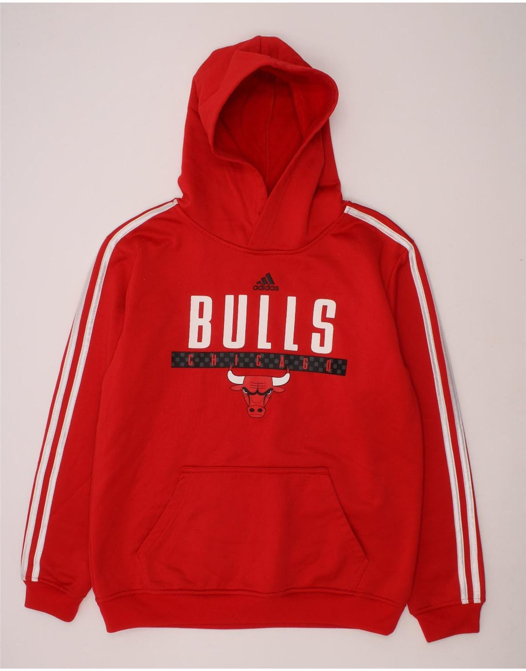 ADIDAS Boys Graphic Hoodie Jumper 14-15 Years Large Red Polyester Vintage Adidas and Second-Hand Adidas from Messina Hembry 