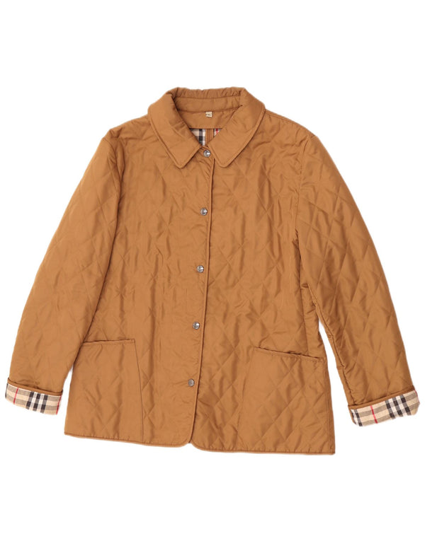 Burberry Womens Quilted Jacket UK 16 Large Beige Cotton