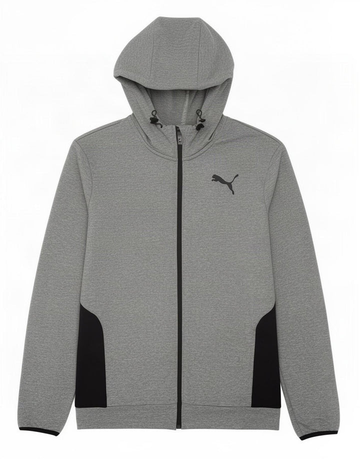 Puma Mens Zip Hoodie Sweater Small Grey Colourblock Polyester