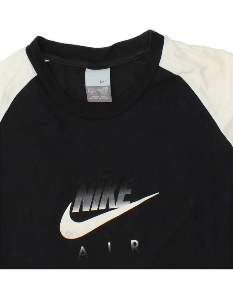 NIKE Womens Graphic Top Long Sleeve UK 10/12 Small Black Colourblock | Vintage Nike | Thrift | Second-Hand Nike | Used Clothing | Messina Hembry 