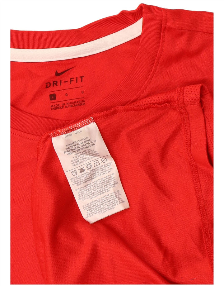 NIKE Womens Dri Fit T-Shirt Top UK 16 Large Red Polyester