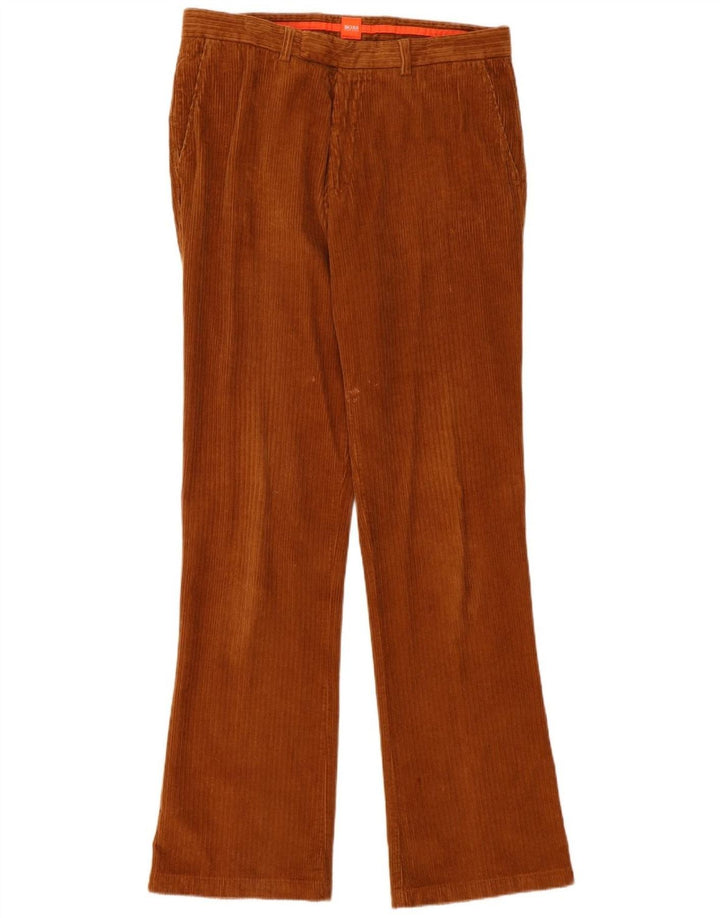 HUGO BOSS Mens Bootcut Corduroy Trousers W34 L36 Brown
