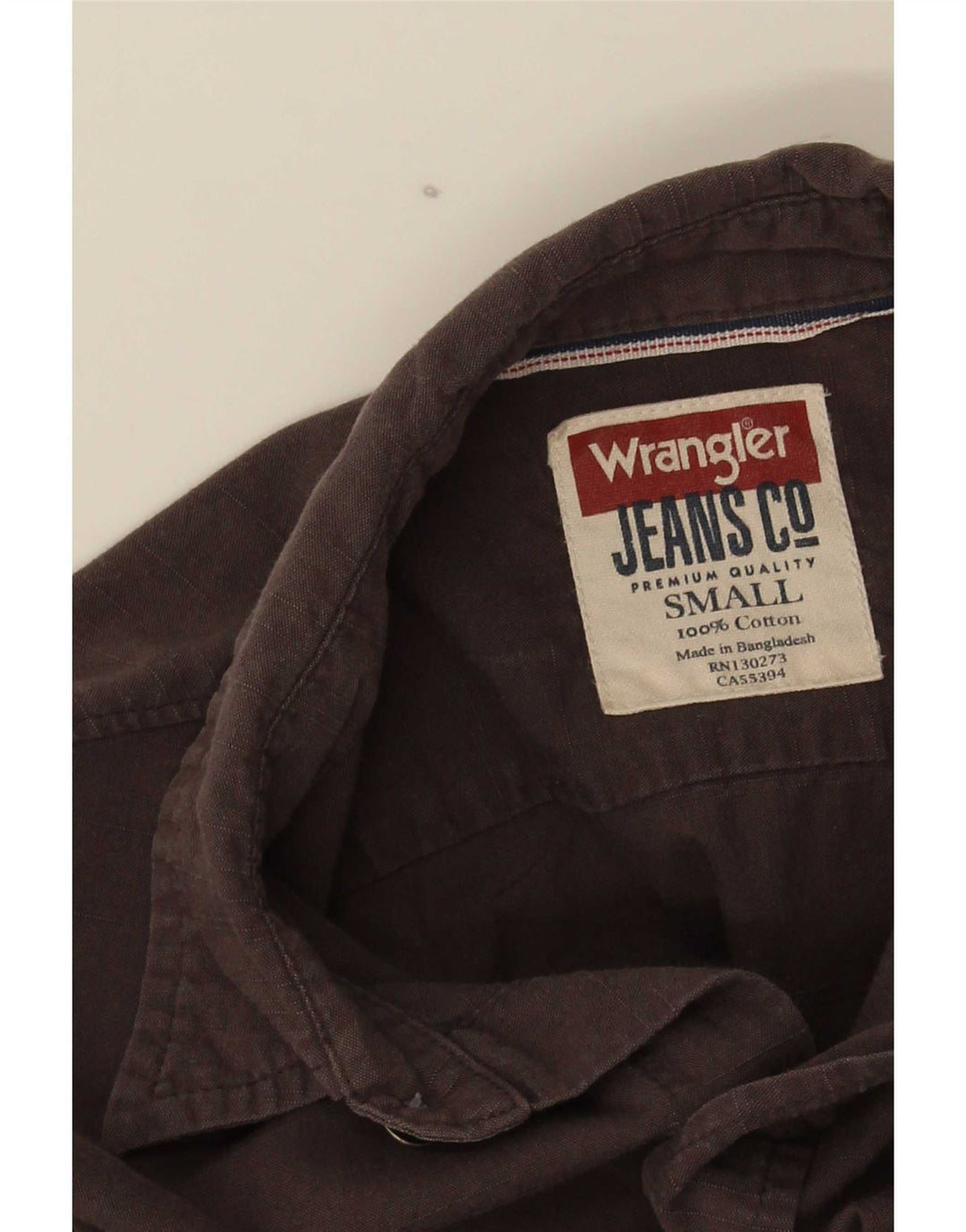 Wrangler Mens Regular Fit Shirt Small Brown Cotton
