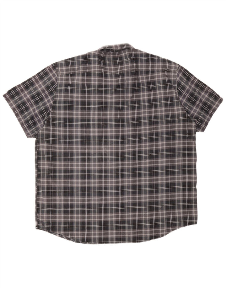 HURLEY Mens Short Sleeve Shirt 2XL Grey Check Cotton