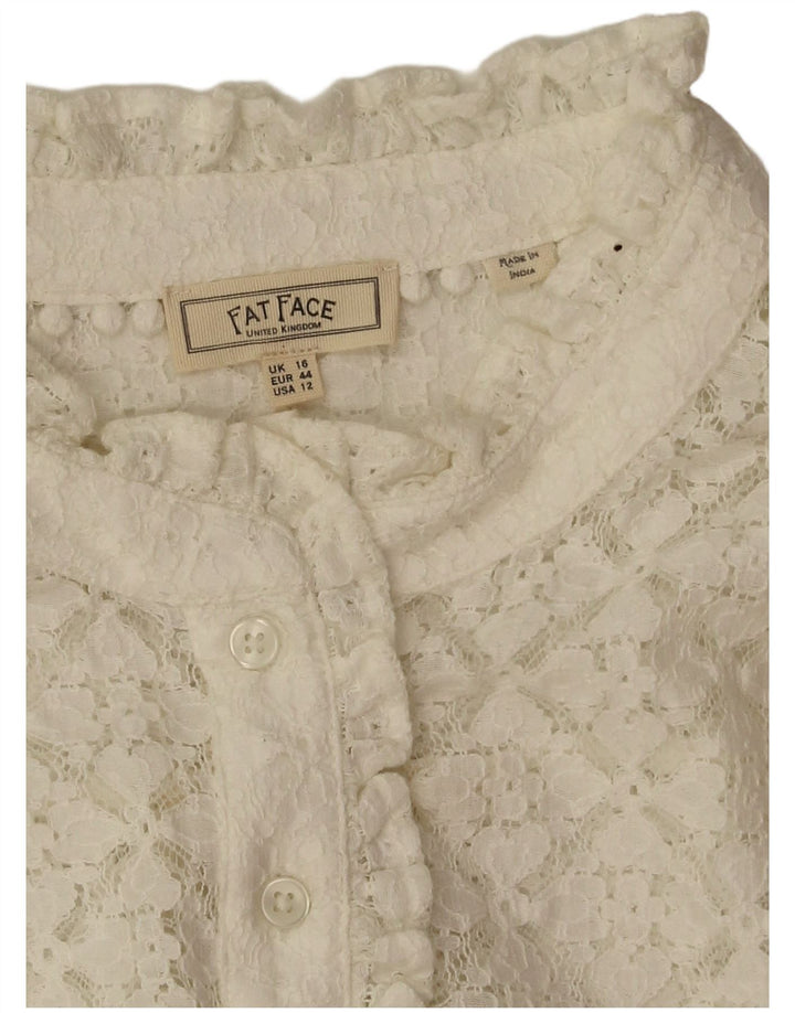 Fat Face Womens Oversized Long Sleeve Blouse Top UK 16 Large White Floral