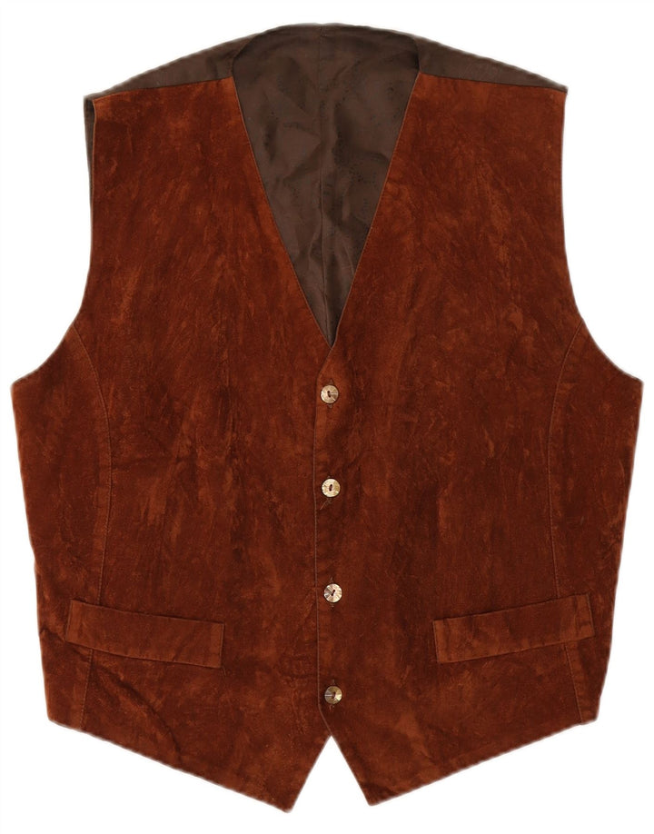 Vintage Mens Suede Waistcoat Large Brown
