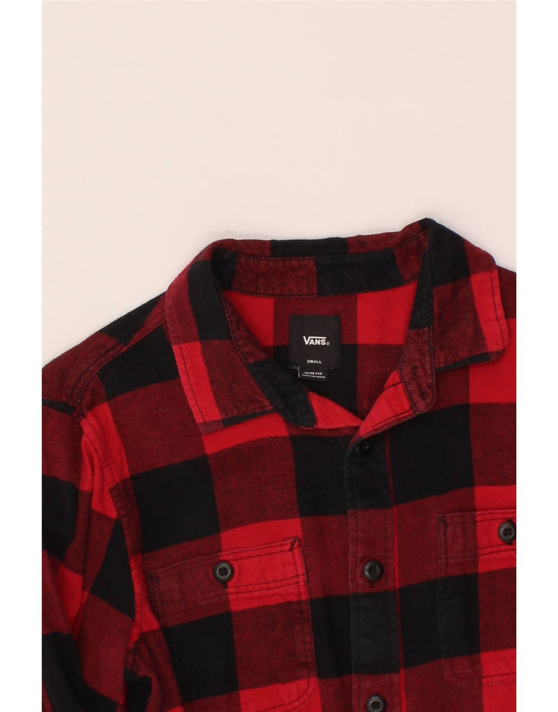 VANS Mens Slim Fit Flannel Shirt Small Red Gingham Cotton Vintage Vans and Second-Hand Vans from Messina Hembry 