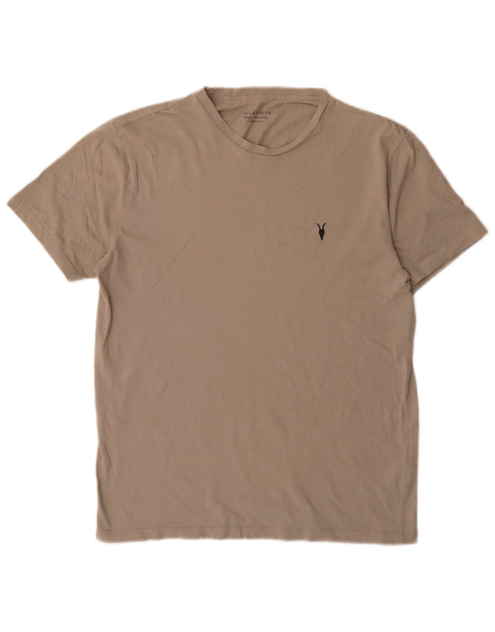 All Saints Mens Regular Fit T-Shirt Top Medium Grey Cotton