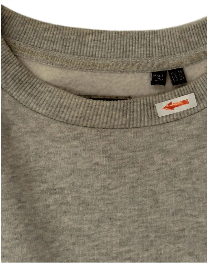 Superdry Womens Oversized Sweatshirt Jumper UK 16 Large  Grey Cotton