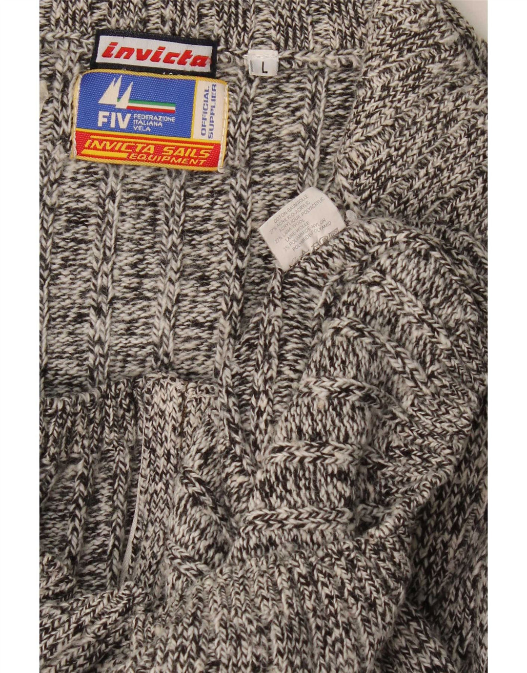 Invicta Mens Cardigan Sweater Large Grey Flecked Cotton