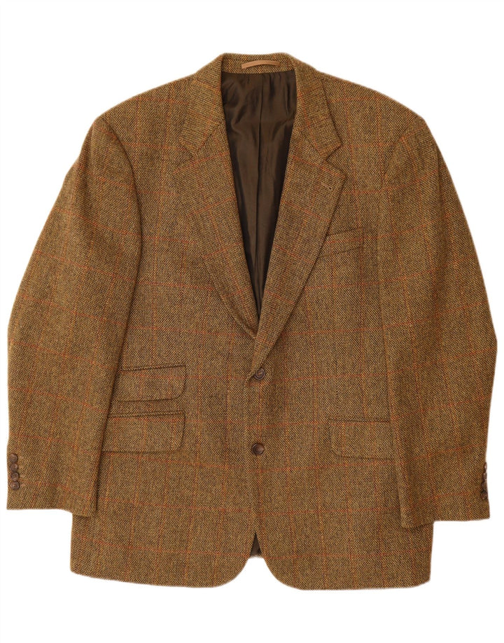 HUGO BOSS Mens 2 Button Blazer Jacket EU 56 3XL Brown Check New Wool