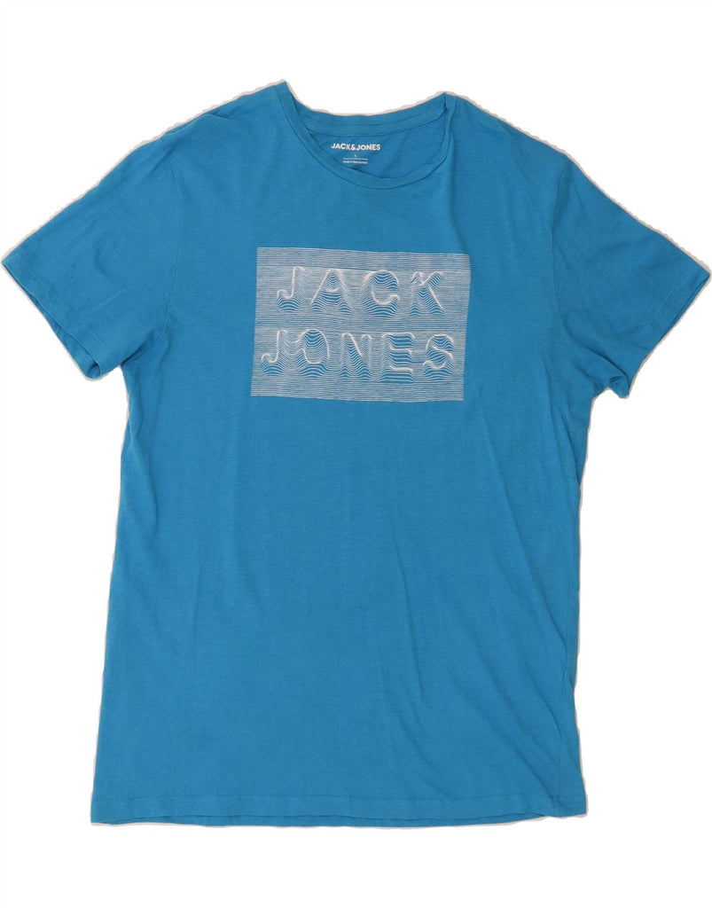 JACK & JONES Mens Graphic T-Shirt Top Large Blue Cotton Vintage Jack & Jones and Second-Hand Jack & Jones from Messina Hembry 