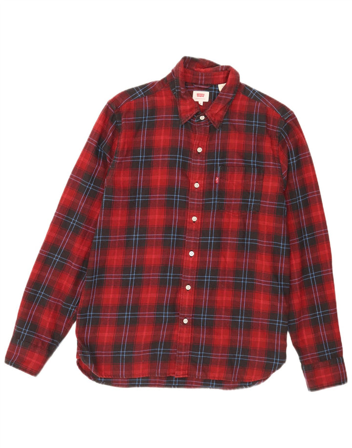 Levi's Mens Flannel Shirt Medium Red Check Cotton