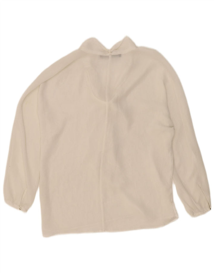 Zara Womens Long Sleeve Front Tie See Through Top UK 16 Large White