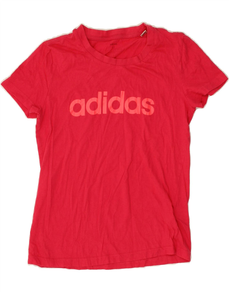 ADIDAS Womens Graphic T-Shirt Top UK 12/14 Medium Red Cotton | Vintage Adidas | Thrift | Second-Hand Adidas | Used Clothing | Messina Hembry 