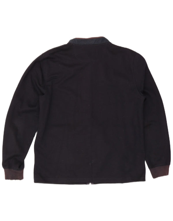 Massimo Dutti Mens Tracksuit Top Jacket XL Navy Blue Colourblock Cotton