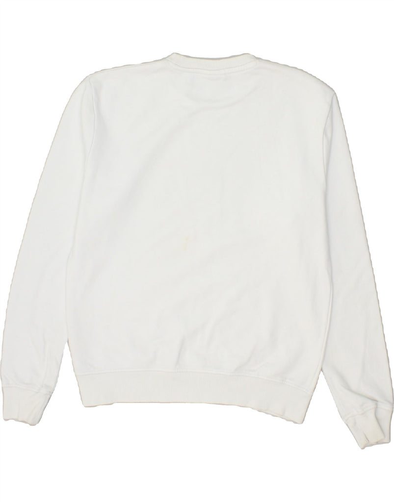 ELLESSE Womens Graphic Sweatshirt Jumper UK 14 Large  White Cotton | Vintage Ellesse | Thrift | Second-Hand Ellesse | Used Clothing | Messina Hembry 