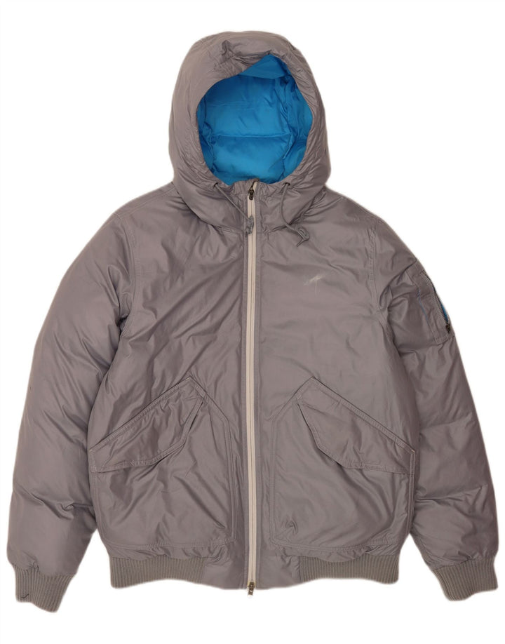 Nike Mens Hooded Padded Jacket UK 38 Medium Grey Polyester
