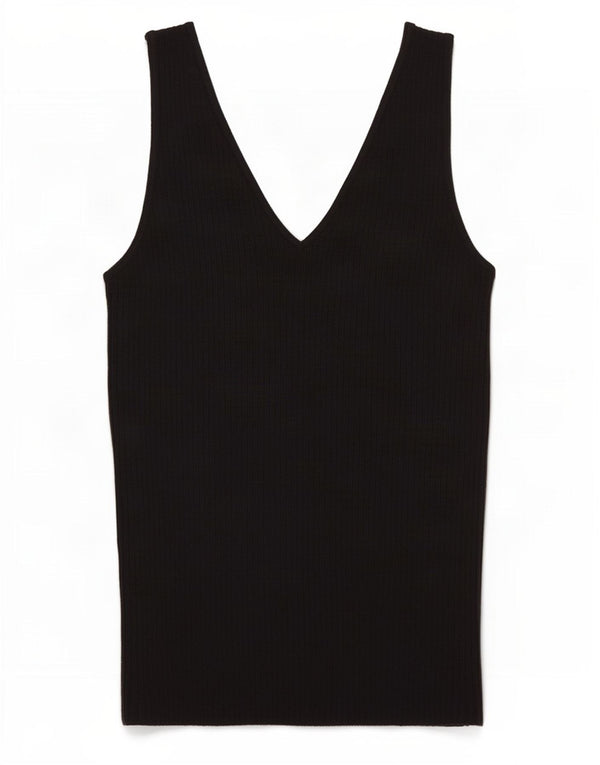 Marks & Spencer Womens Vest Top UK 8 Small Black Viscose