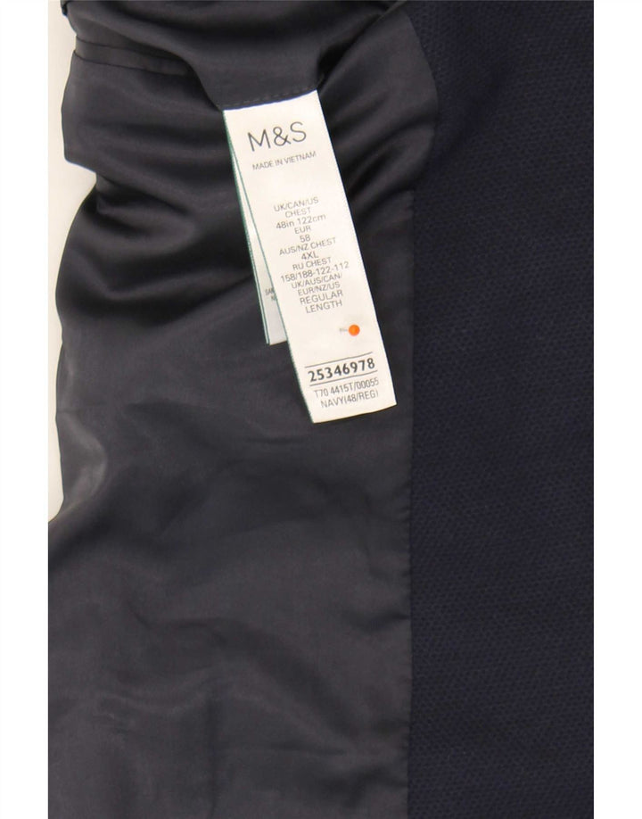 Marks & Spencer Mens 2 Button Blazer Jacket UK 48 4XL Navy Blue Polyamide