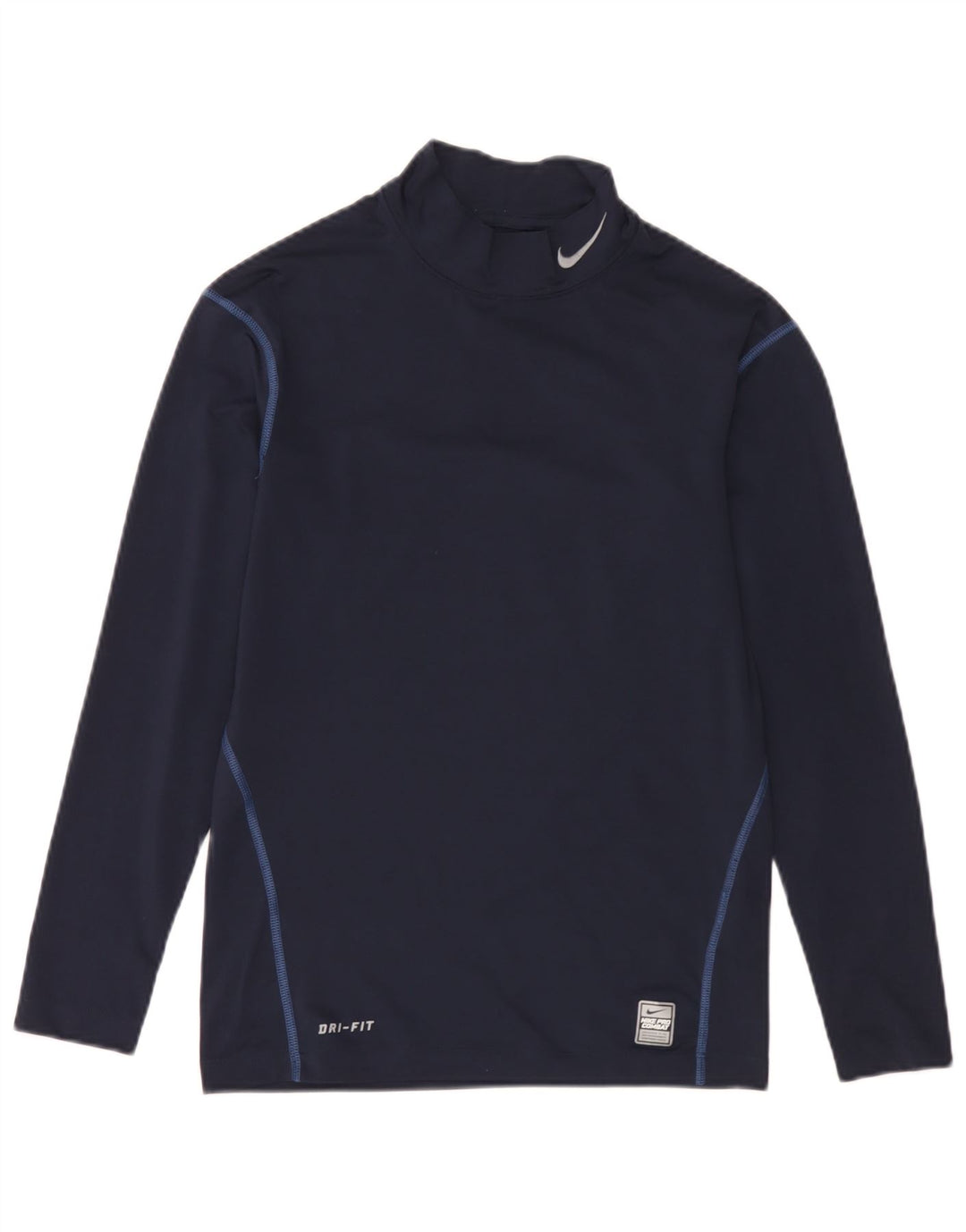 Nike Mens Dri Fit Top Long Sleeve UK 42/44 Large Navy Blue Polyester