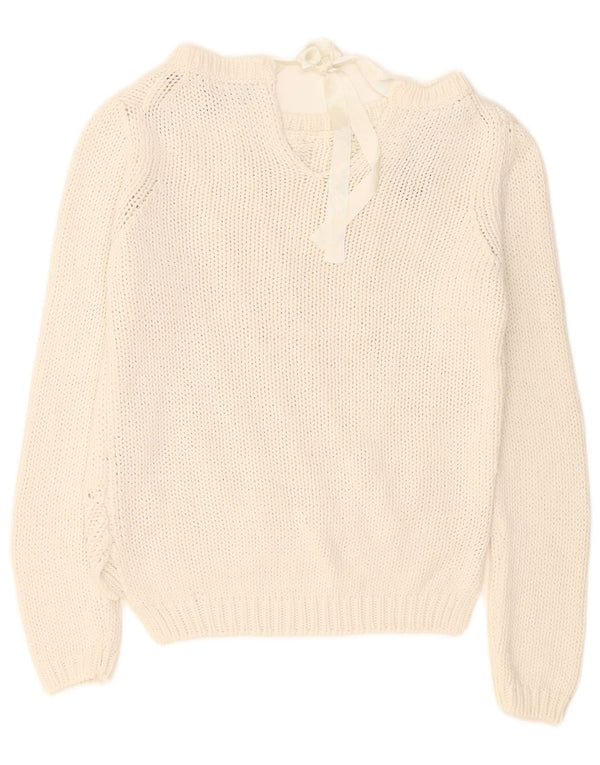Massimo Dutti Womens Boat Neck Jumper Sweater UK 14 Medium White