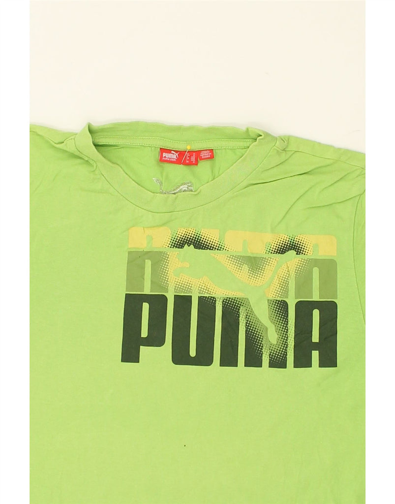 PUMA Mens Graphic T-Shirt Top Medium Green Cotton | Vintage Puma | Thrift | Second-Hand Puma | Used Clothing | Messina Hembry 