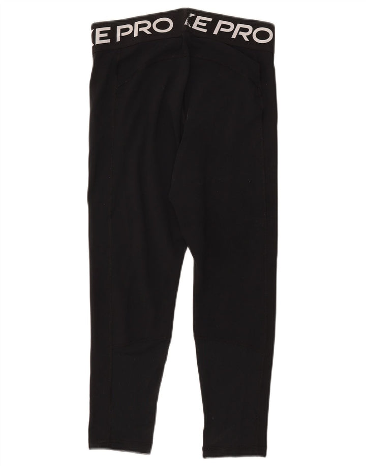 NIKE Womens Dri Fit Graphic Capri Leggings UK 12 Medium  Black Polyester