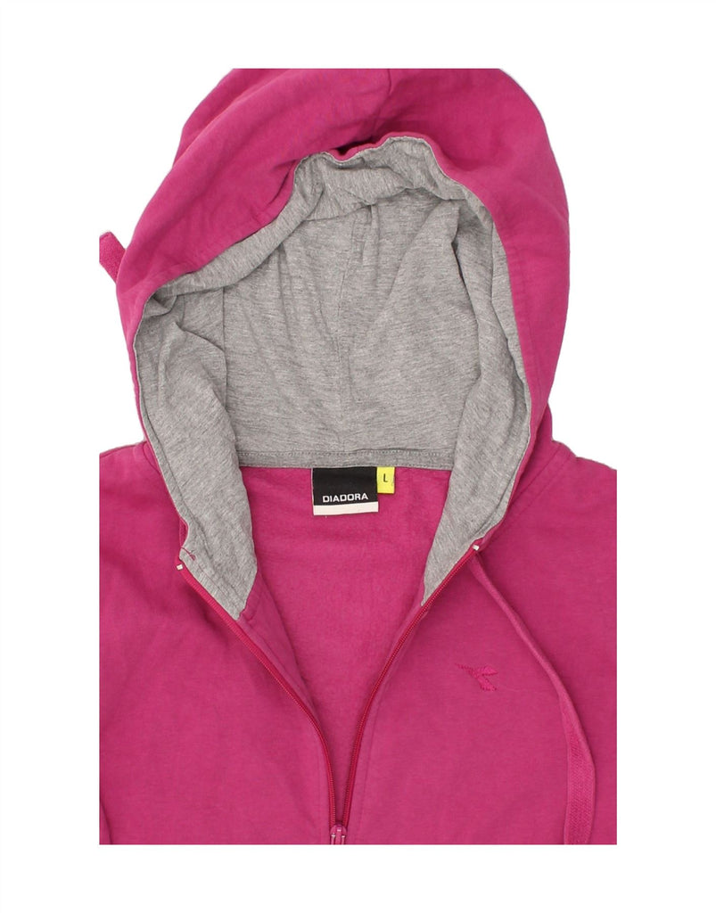 DIADORA Womens Zip Hoodie Sweater UK 14 Large Pink | Vintage Diadora | Thrift | Second-Hand Diadora | Used Clothing | Messina Hembry 