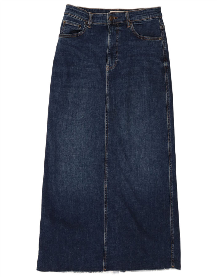 Zara Womens Maxi Denim Skirt Medium W28  Navy Blue Cotton