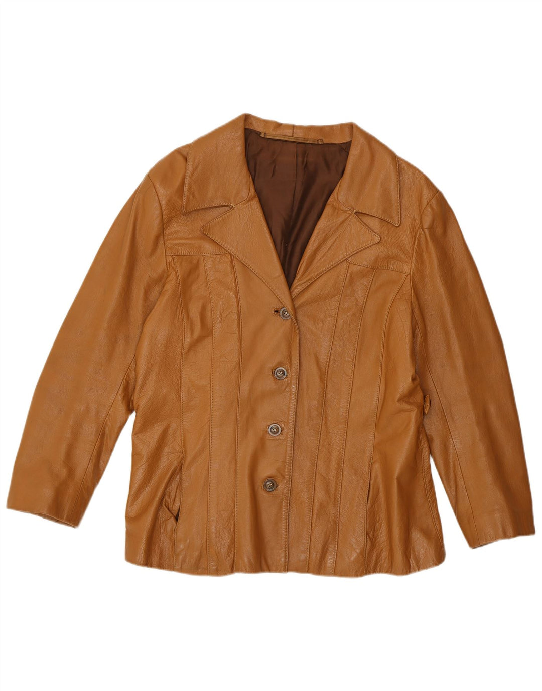 Vintage Womens Leather Jacket UK 12 Medium Brown