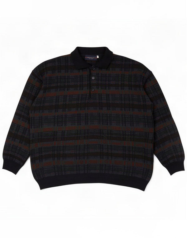 Montecatini Mens Polo Neck Jumper Sweater XL Black Check