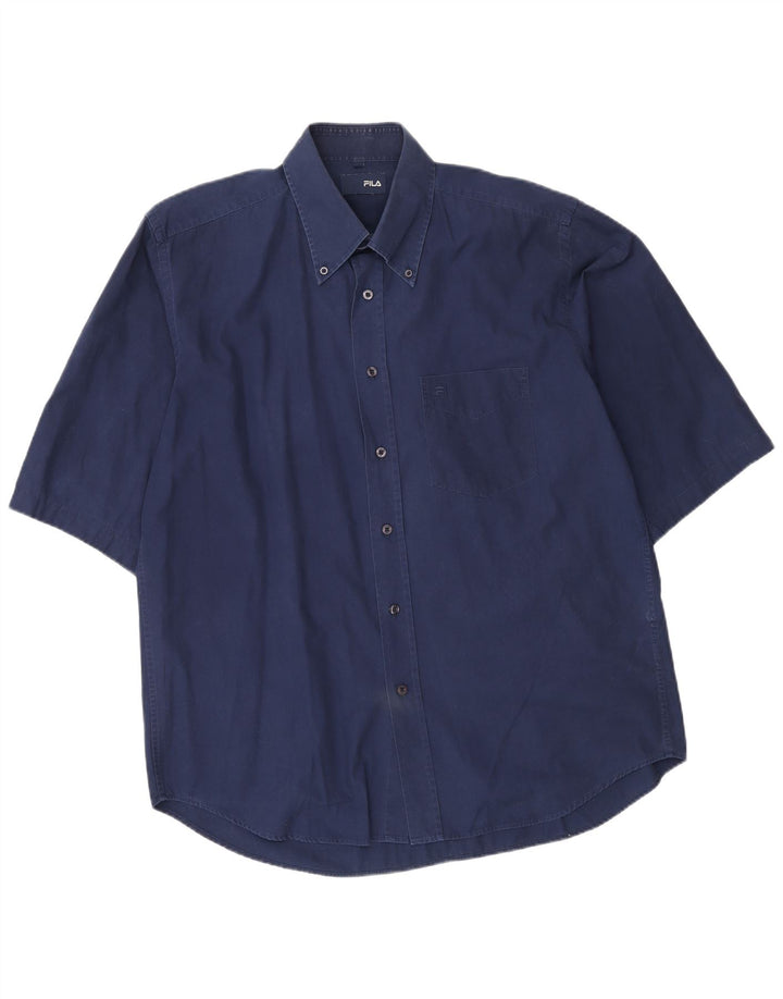 Fila Mens Short Sleeve Shirt Large Navy Blue Cotton