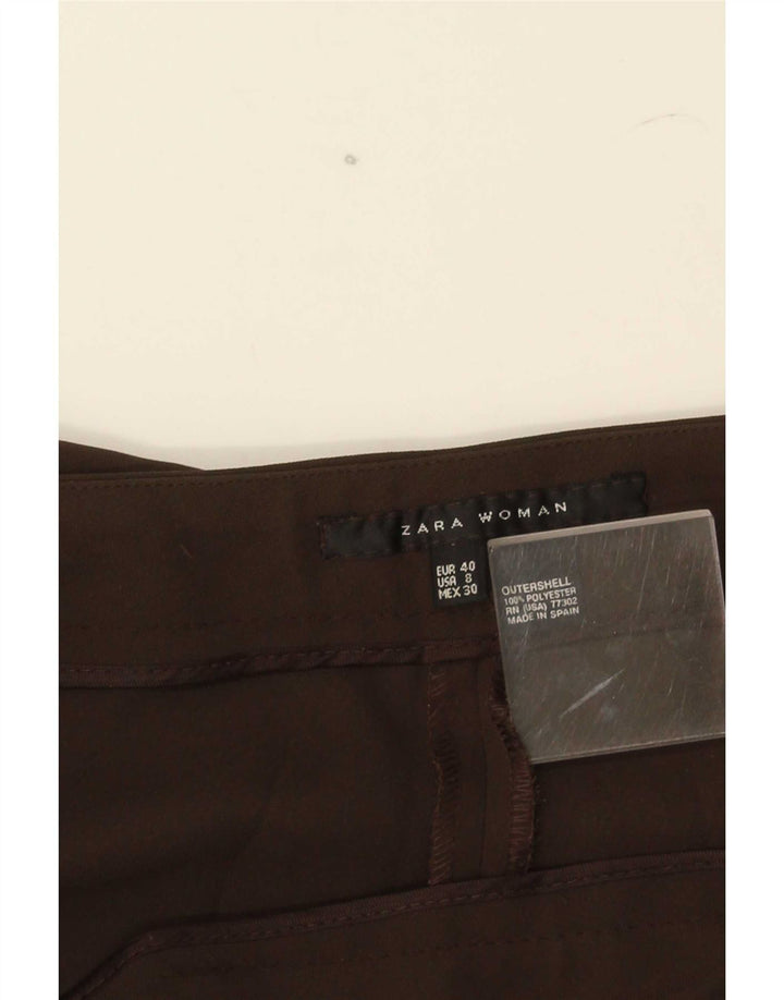 Zara Womens Straight Casual Trousers EU 40 Medium W30 L28 Brown Polyester