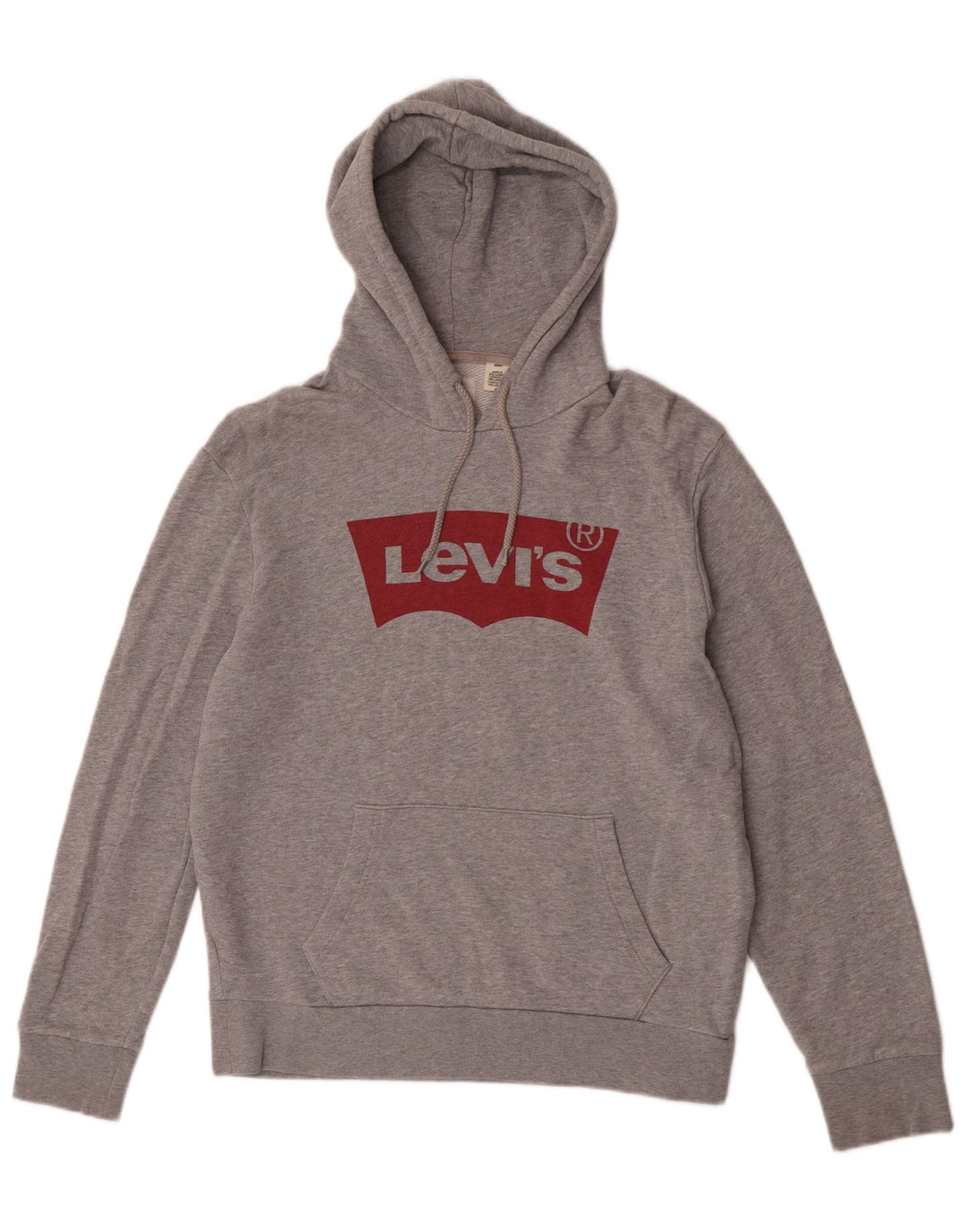 Levi's Mens Graphic Hoodie Jumper Medium Grey Flecked Cotton