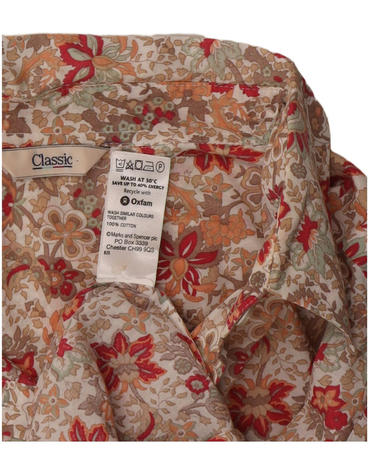 Marks & Spencer Womens Shirt UK 14 Large Multicoloured Floral Cotton