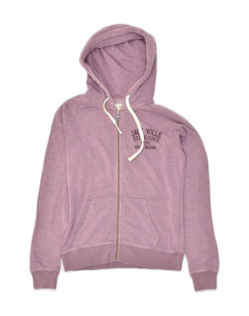 JACK WILLS Womens Loose Fit Zip Hoodie Sweater UK 10 Small Purple Cotton | Vintage Jack Wills | Thrift | Second-Hand Jack Wills | Used Clothing | Messina Hembry 