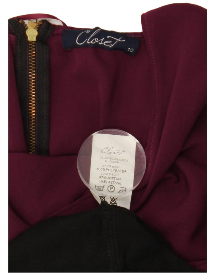 CLOSET Womens Sleeveless Sheath Dress UK 10 Small Black Colourblock Cotton