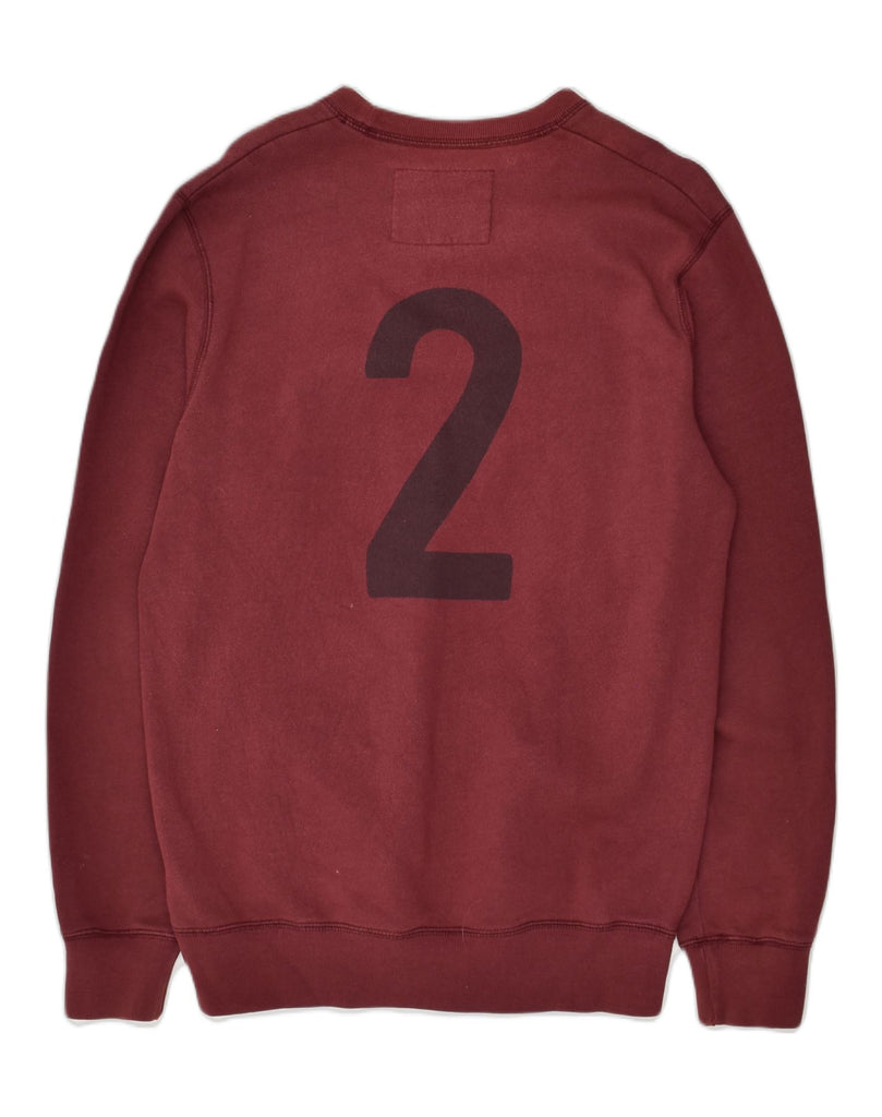 JACK WILLS Mens Graphic Sweatshirt Jumper Medium Burgundy Cotton | Vintage Jack Wills | Thrift | Second-Hand Jack Wills | Used Clothing | Messina Hembry 