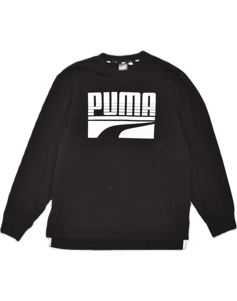 PUMA Mens Graphic Sweatshirt Jumper Medium Black Cotton | Vintage Puma | Thrift | Second-Hand Puma | Used Clothing | Messina Hembry 