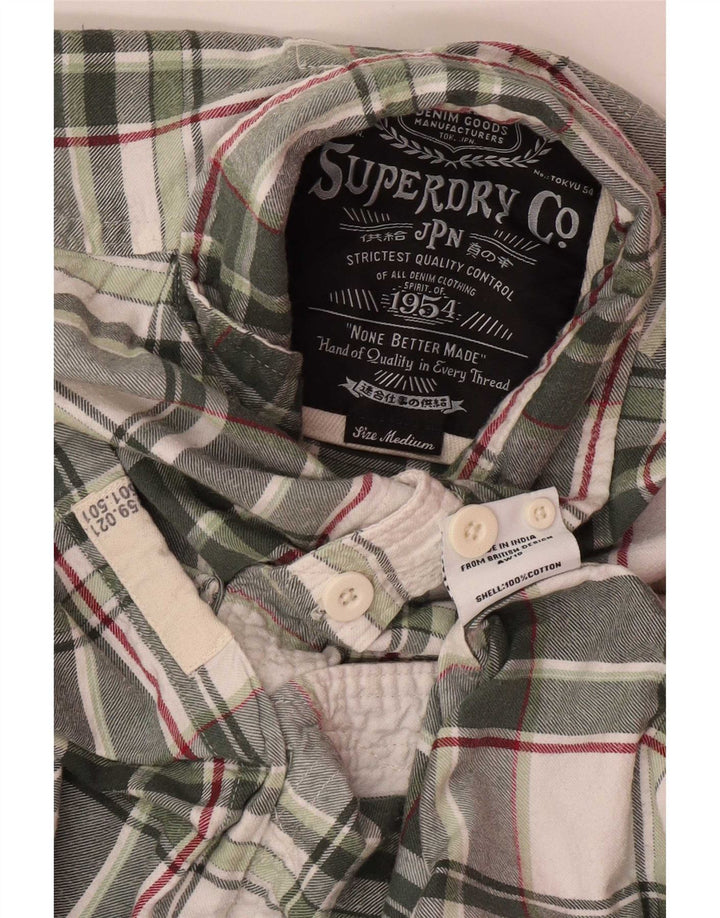 Superdry Mens Flannel Shirt Medium Green Plaid Cotton