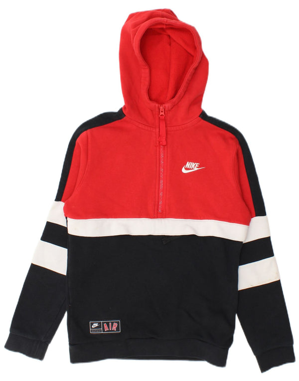 Nike Boys Zip Neck Hoodie Jumper 10-11 Years Medium Black Colourblock