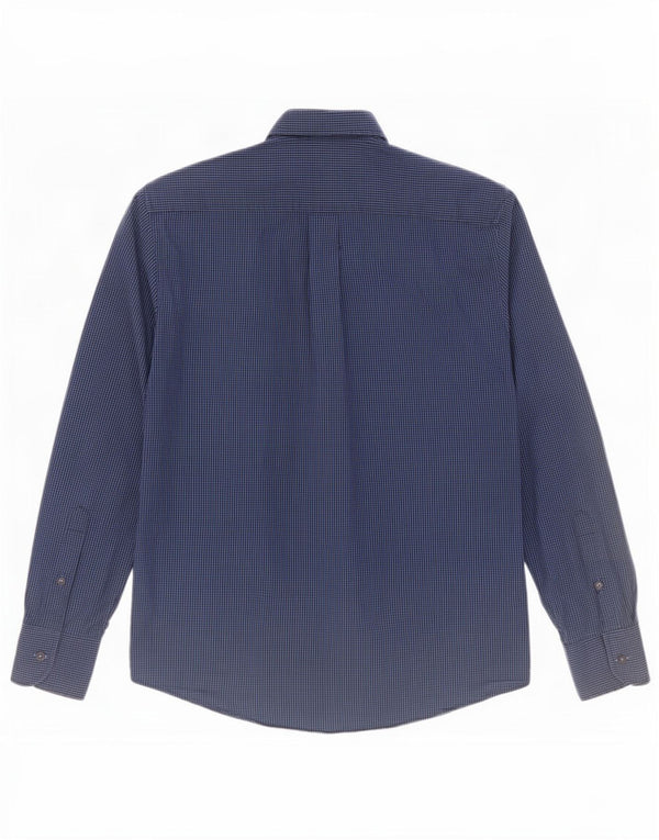 Dack's Mens Regular Fit Shirt Small Navy Blue Gingham Cotton