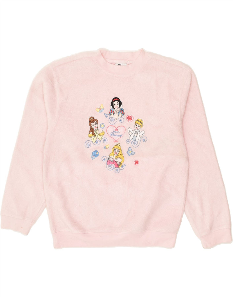 DISNEY Girls Graphic Fleece Jumper 13-14 Years Large Pink Polyester | Vintage Disney | Thrift | Second-Hand Disney | Used Clothing | Messina Hembry 